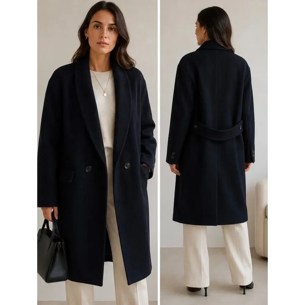 Nwt Dsquared2 Drop Shoulder Coat Midnight Blue Wool Blend Coat Us 4 — image 6 of 8